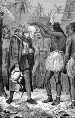 Hatuey en la hoguera.